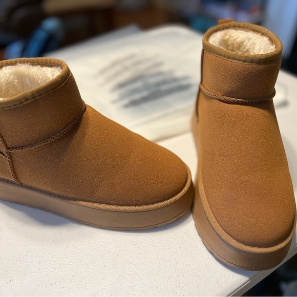 unbranded Shoes - Mini Platform Boots Ankle Boots Fur Lined , Chestnut 41 (9-9.5)